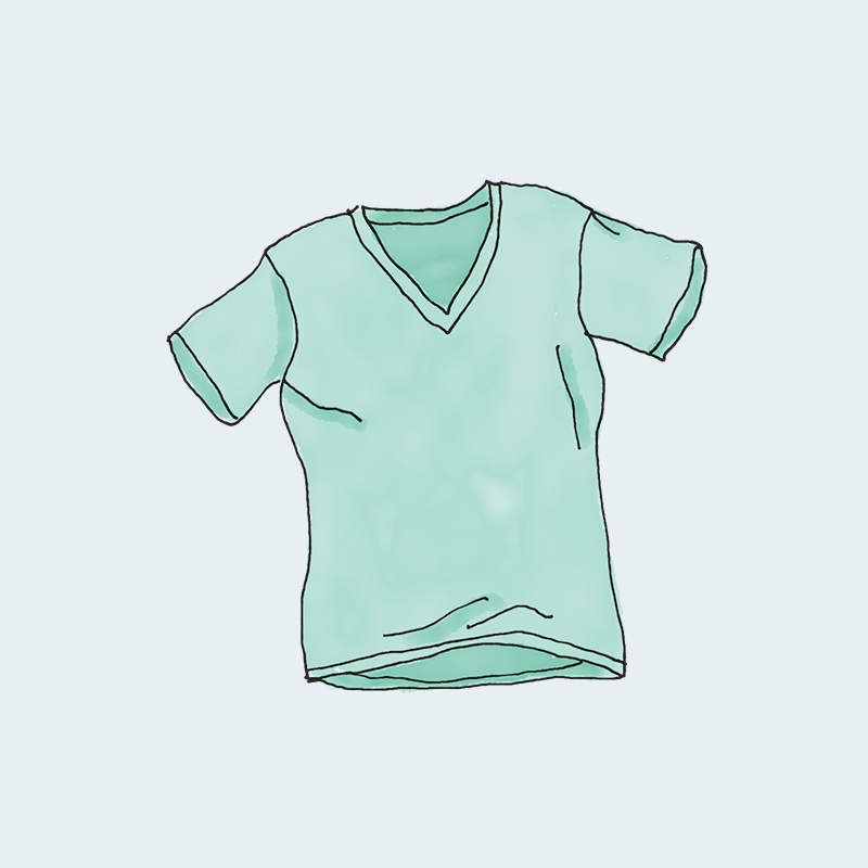A green v-neck tshirt