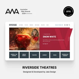 Extremely excited that Jala Design has been selected as one of the agencies celebrating the best of Australian digital work in @auswebawards. Designed & Developed by @jaladesign, the @riversideparra website has been selected as a finalist in the Arts & Entertainment category. The awards are an initiative of the @australianwebindustryassoc. Winners will be announced in Melbourne on May 18 🤞 #awa2024
