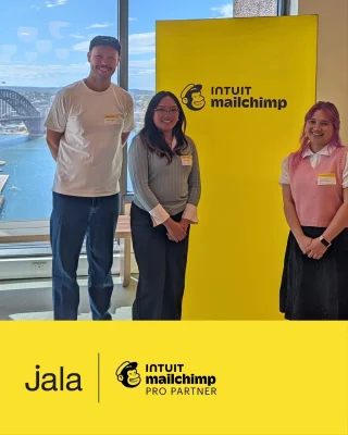 Jarrad, Chris and Arianne attended the Australian Partner Day hosted by @mailchimp in Sydney.

The direction is clear. Ecommerce and ticketing marketing is becoming more data driven, AI assisted and behaviour led across email and SMS, with the new Mailchimp website Pixel strengthening behavioural tracking.

For our clients, that means stronger sales outcomes through personalisation when the foundations are right. Clean ecommerce and ticketing data. Correct Pixel and event implementation. Structured automation that responds to real behaviour.

At Jala, we focus on building the infrastructure that makes this possible.

#MailchimpPartner #EcommerceMarketing #Ticketing #DigitalStrategy #WordPress